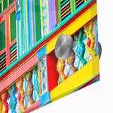 Large abstract wall art featuring a mid-century modernist style depiction of an Indian landscape.