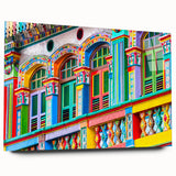 Large abstract wall art depicting a vibrant Indian landscape on acrylic glass, suitable for bedroom or dining room decor.