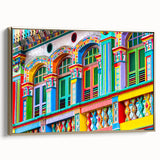 Framed canvas wall art featuring a vintage-style Indian landscape in black and gold tones, ideal for bedroom decor.