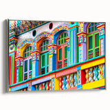 Landscape art painting of an Indian scenery in vibrant colors on a framed canvas.