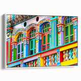 Vintage poster art of a colorful Indian scenery on extra large framed canvas, ideal for living room decor.