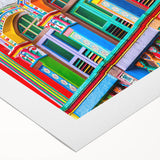 Art deco poster of an Indian landscape in muted earth tones on rolled canvas, suitable for dining room wall art.