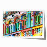 Rolled canvas print of a serene Indian landscape with lush greenery and floral elements, suited for dining room decor.