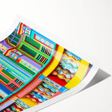 Extra large rolled print featuring line art flowers in muted earth tones, suitable for large living room wall art.