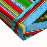 Large art featuring a black and white landscape painting of an Indian scenery on stretched canvas.