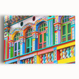 Black and white stretched canvas of a bustling Indian market scene, ideal for kitchen wall art.