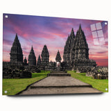 Large abstract wall art depicting a vibrant Indonesian landscape on acrylic glass, ideal for bedroom or dining room decor.