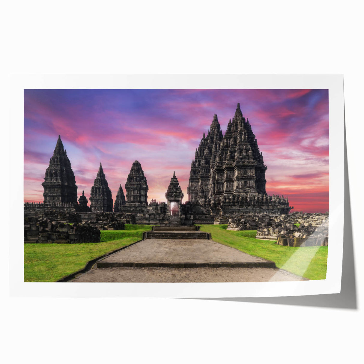 Extra large rolled print of Indonesian landscape with vibrant green hues, ideal for art wall dining room.