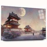 Acrylic print of a serene Kyoto landscape in soft pastel shades, ideal for bedroom or dining room decor.