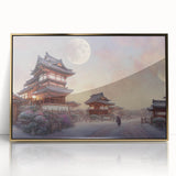 Large art print of a serene Kyoto landscape in muted gold tones on framed acrylic, ideal for modern art wall decor.