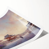 Extra large rolled print featuring line art flowers in soft pastel shades, ideal for large living room wall art.