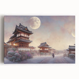 Black and white large art print of Kyoto scenery on stretched canvas, suitable for kitchen wall art.