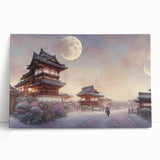 Black and white large art print of Kyoto scenery on stretched canvas, ideal for kitchen wall art or bedroom ambiance.