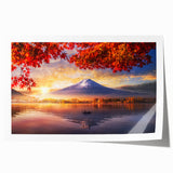 Extra large rolled print of a serene Japanese landscape with soft pastel colors, suitable for art wall dining room.