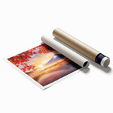 Extra large rolled print of a Japanese floral scene in soft pastel shades.