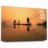 Acrylic print of a Laotian landscape in soft green and blue tones, suitable for bedroom or dining room decor.