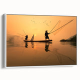 Vintage poster art depicting a scenic Laos landscape in colorful hues on extra large framed canvas.