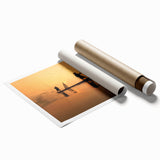 Extra large rolled print of Laos scenery with soft floral elements in muted green and brown.