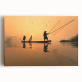 Black and white photograph of a serene Laos landscape on large stretched canvas, suitable for kitchen wall art.