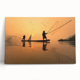 Black and white photograph of a serene Laos landscape on stretched canvas, ideal for kitchen wall art or bedroom ambiance.