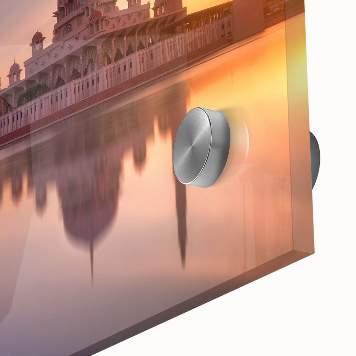 Large abstract wall art featuring a Malaysian landscape in muted earth tones on acrylic glass.