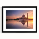 Abstract art print featuring a colorful, textured depiction of a Malaysian landscape on a large framed canvas.