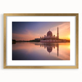 Extra large abstract art print of a Malaysian landscape in gold frame, featuring textured brush strokes in earth tones.