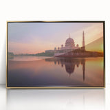 Acrylic print of a Malaysian landscape in gold frame, showcasing mid-century modernist style.