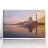 Acrylic print of a serene Malaysian landscape in art deco style, with soft pastel colors, suitable for modern nursery decor.