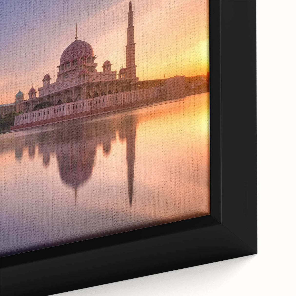Extra large framed canvas featuring a textured depiction of a Malaysian landscape in vibrant colors.