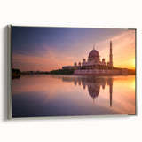 Landscape art painting of a Malaysian scenery on framed canvas, featuring vibrant colors and vintage poster style.