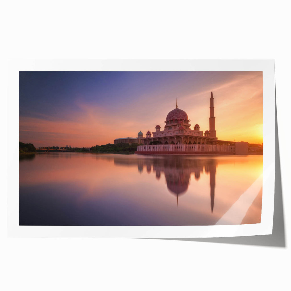 Rolled canvas print of a Malaysian landscape with vibrant green and blue tones, suitable for art wall dining room.