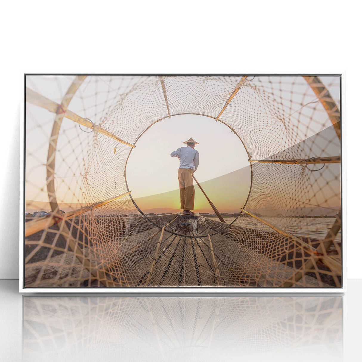 Art deco poster of a serene Myanmar landscape in soft pastel shades, framed acrylic, ideal for nursery wall art.