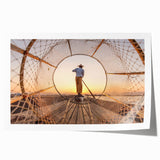 Rolled print of a serene Myanmar landscape featuring soft pastel shades, ideal for art wall dining room decor.