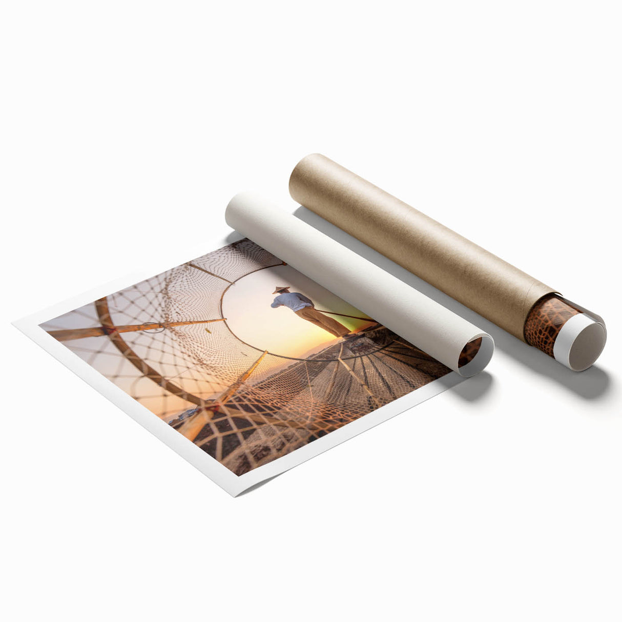 Extra large rolled print of a Myanmar scenery with vibrant floral elements.