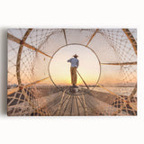 Black and white photograph of a Myanmar landscape on large stretched canvas, suitable for kitchen wall art.