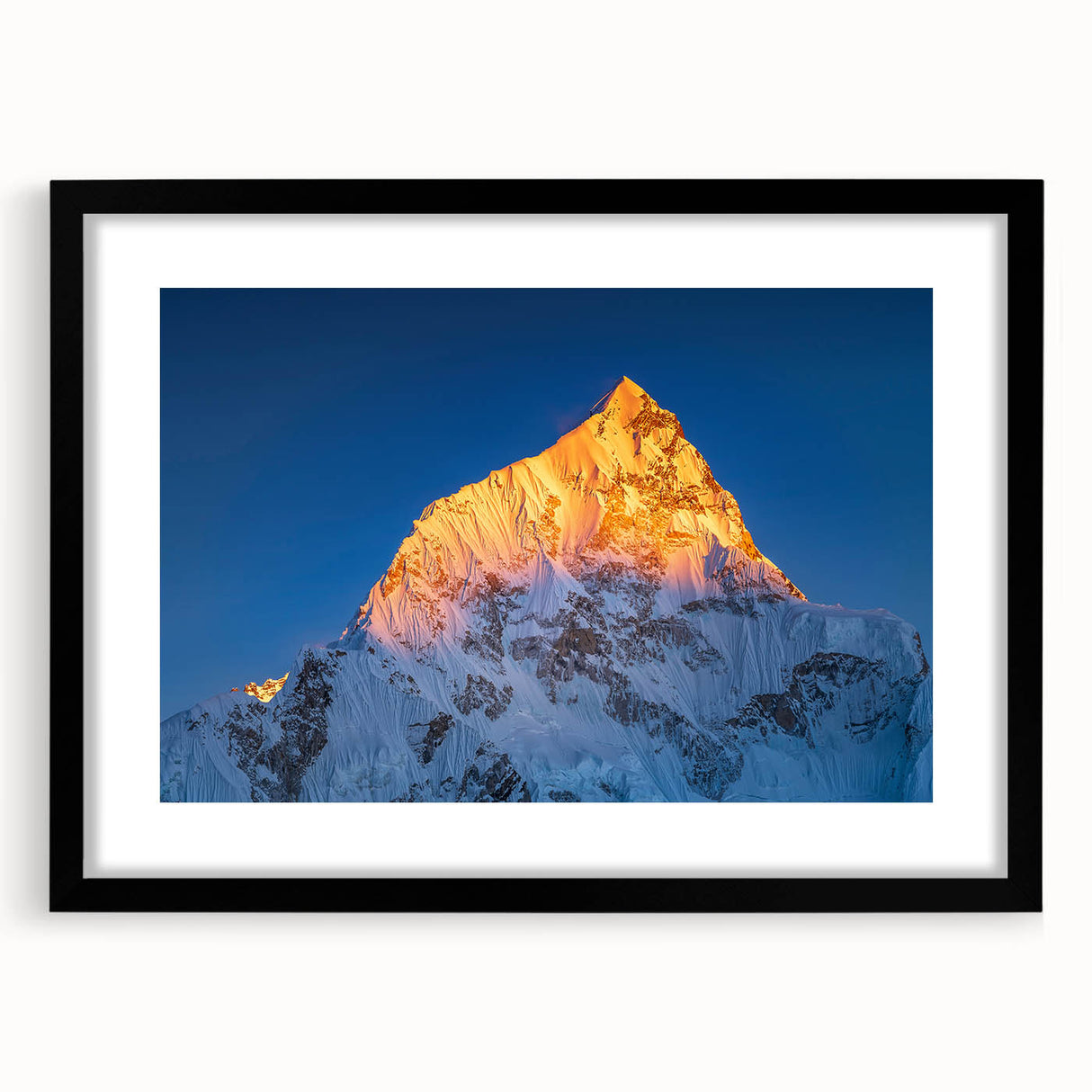 Extra large framed abstract print of Everest, featuring vibrant, textured colors on canvas, ideal for living room decor.