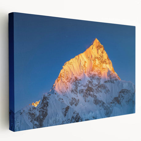 Large stretched canvas depicting Mount Everest in muted earth tones, suitable for kitchen wall art.