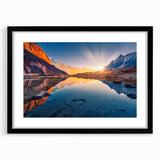 Extra large framed wall art depicting abstract, colorful Nepalese scenery in vibrant hues, ideal for living room decor.