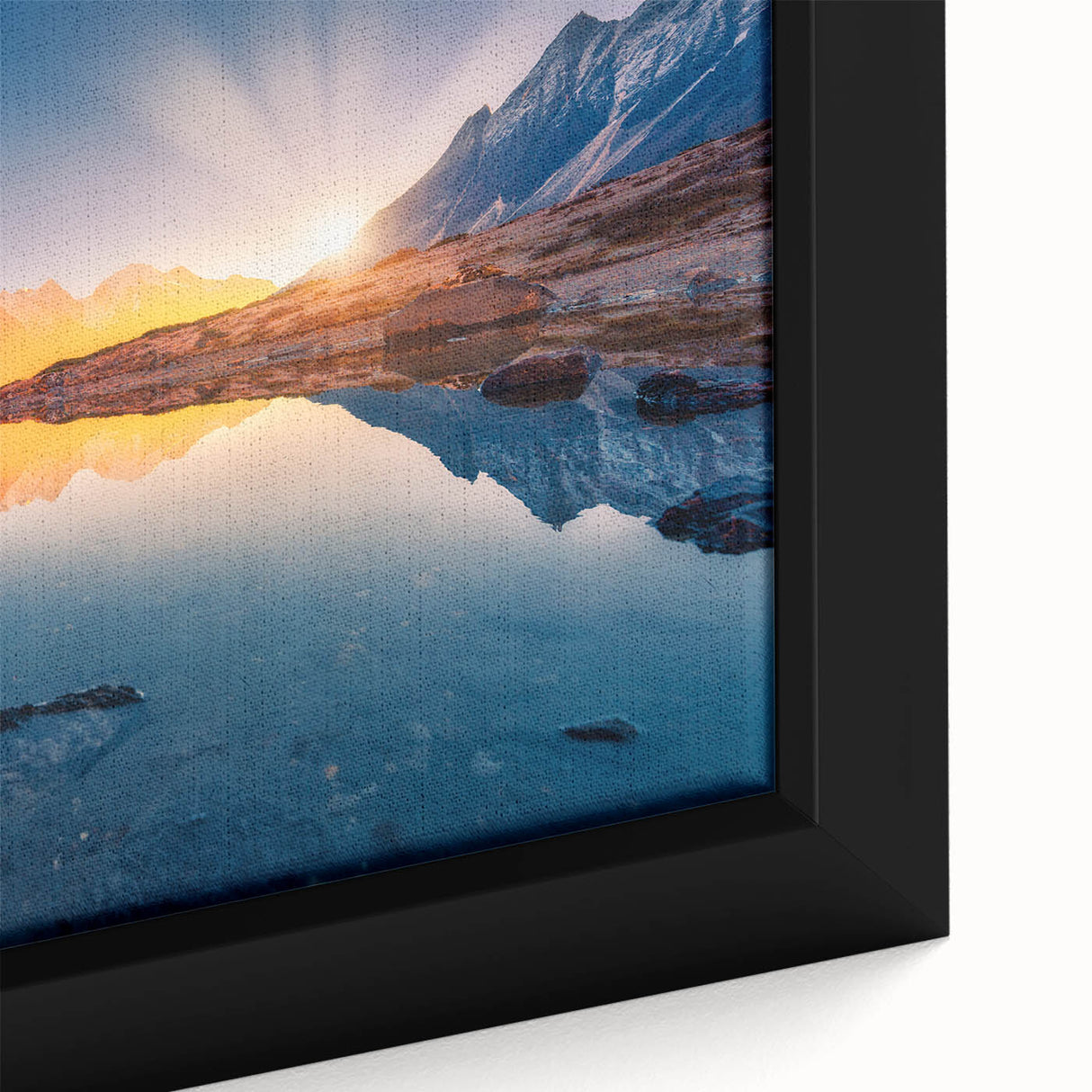 Extra large framed canvas of a textured, colorful Nepalese landscape, ideal for living room decor.