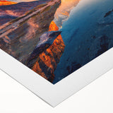 Art deco poster of a serene Nepalese landscape on rolled canvas, featuring muted earth tones, ideal for dining room wall art.