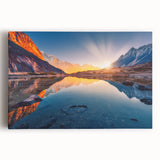 Black and white photograph of a mountainous Nepal landscape on stretched canvas, ideal for kitchen wall art.