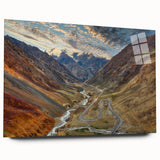 Large abstract wall art of Pakistani scenery in muted earth tones on acrylic glass.