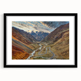 Extra large abstract art print featuring vibrant, colorful scenery of a Pakistani landscape on a textured canvas.