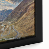 Extra large framed canvas featuring a textured depiction of a Pakistani landscape in vibrant colors.