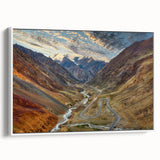 Vintage poster art of a scenic Pakistani landscape on a large framed canvas.