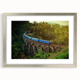 Textured art print of an abstract Sri Lankan landscape in muted earth tones on a silver-framed mat.