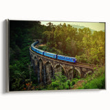 Framed canvas depicting a colorful Sri Lankan landscape, ideal for adding a vintage touch to a living room.