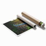 Extra large rolled print depicting a serene Sri Lankan landscape with lush greenery and floral elements.