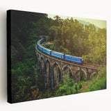 Large canvas print of a serene Sri Lankan landscape in soft green and blue tones, ideal for kitchen wall art.